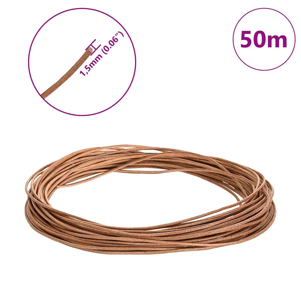 Leather Cord 1 Brown Ø1.5 mm x 50 m Leather