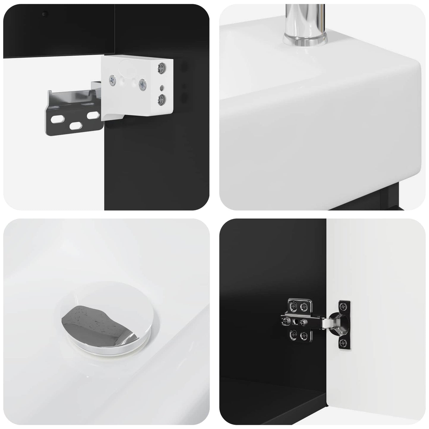 Bathroom Vanity Unit with Tap Black 45.5 x 22.5 x 84 cm
