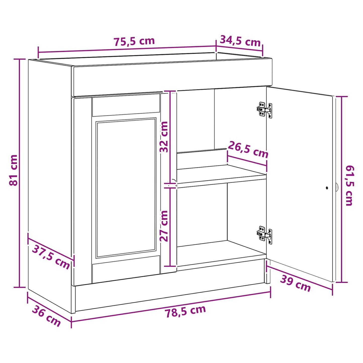 Bathroom under Sink Cabinet Grey Sonoma 78.5 x 37.5 x 81 cm