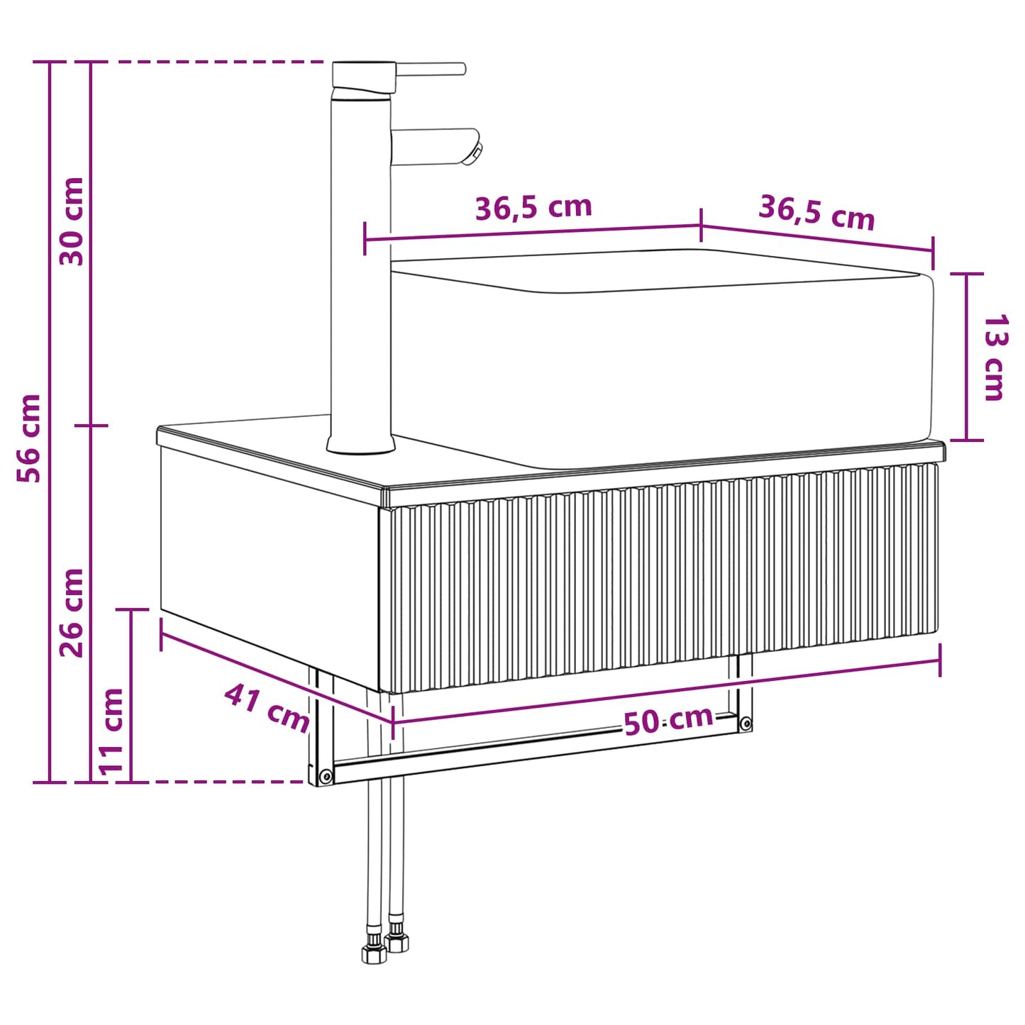 Wall-Mounted Wash Basin White 50 x 41 x 39 cm Engineered Wood