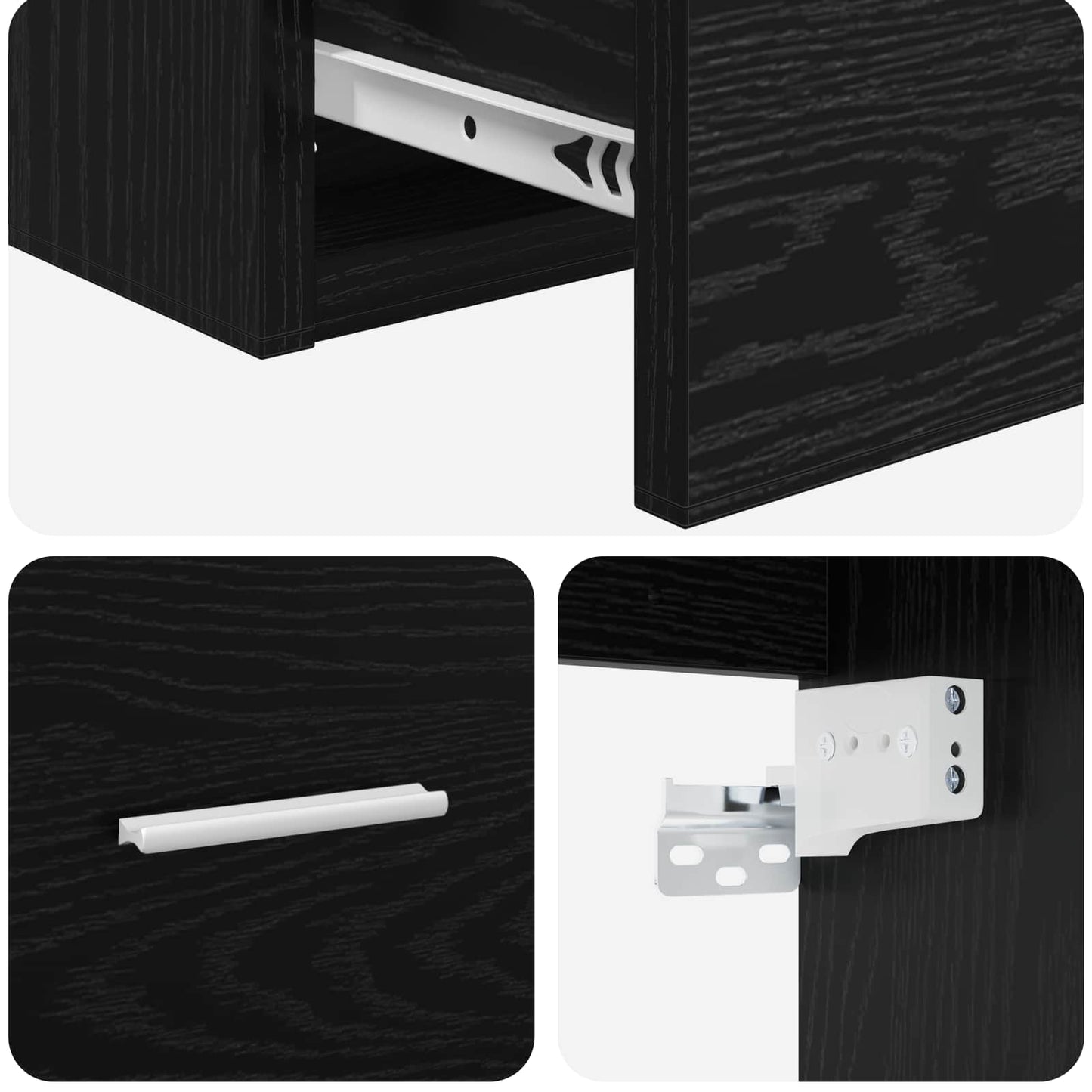 Wall-Mounted Sink Vanity Black Oak 49.5 x 35 x 63 cm