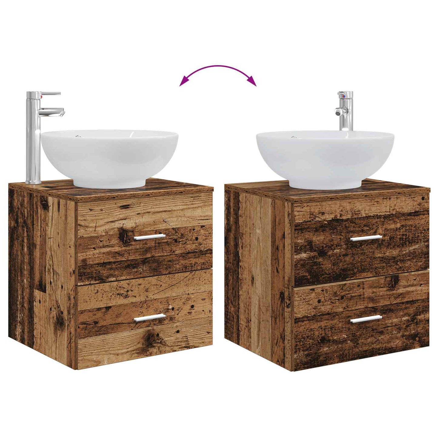 Wall-Mounted Sink Vanity Old Wood 49.5 x 44.5 x 66.5 cm
