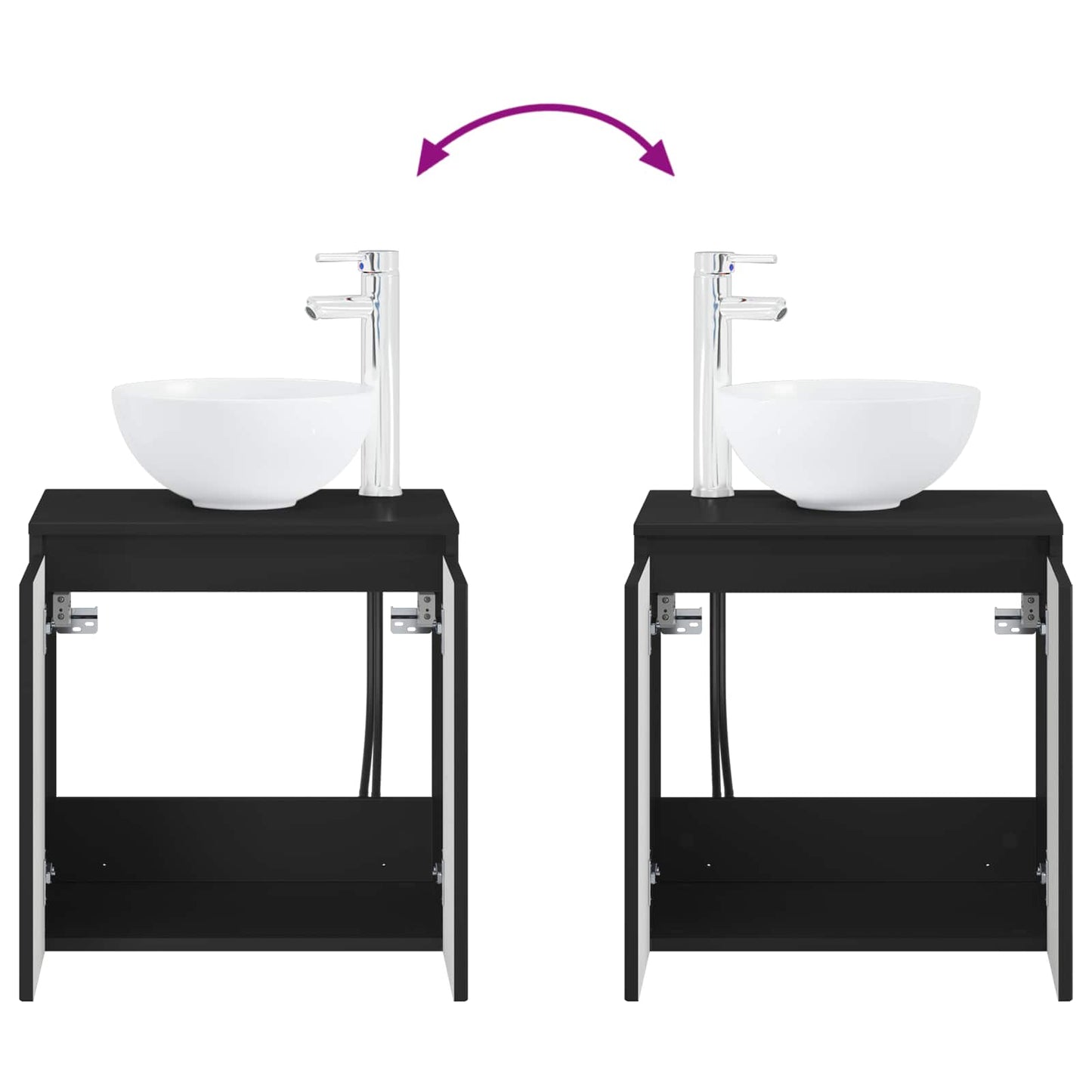 Wall-Mounted Sink Vanity Black 49.5 x 35 x 63 cm