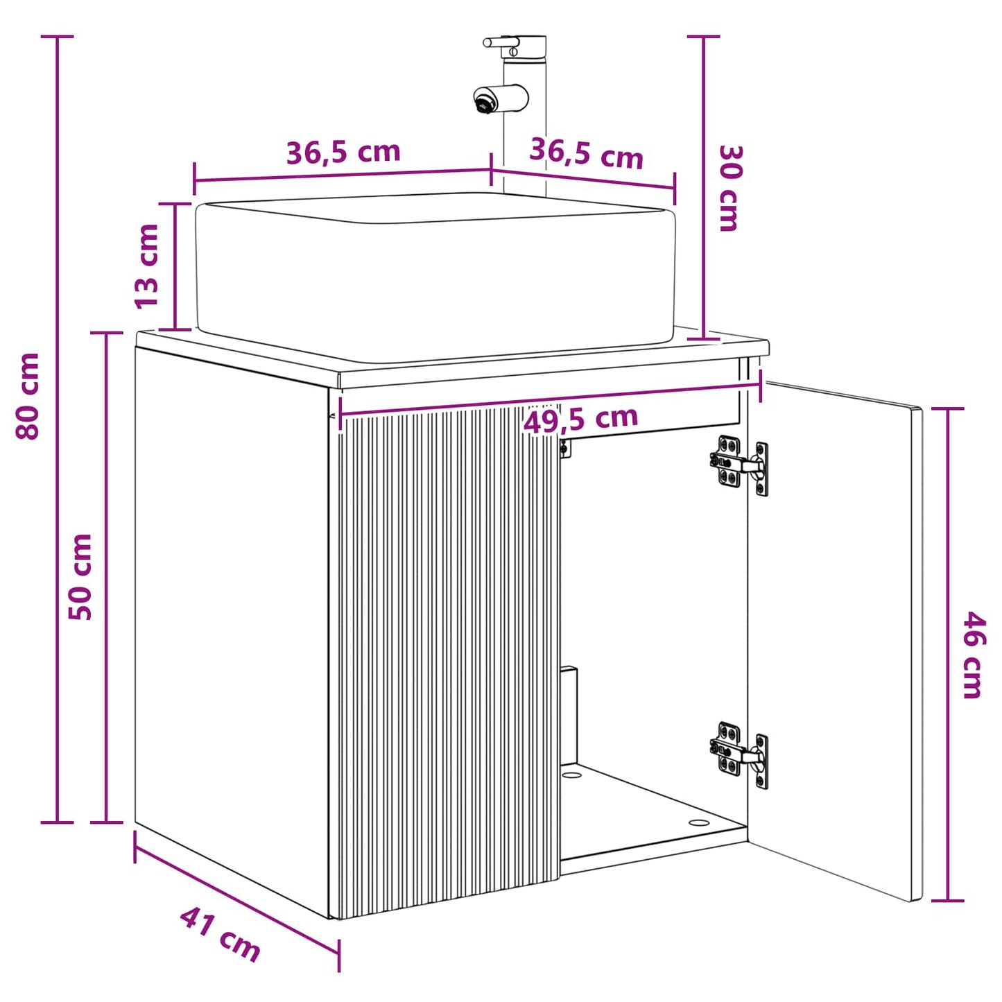 Wall-Mounted Sink Vanity Concrete Grey 49.5 x 41 x 63 cm