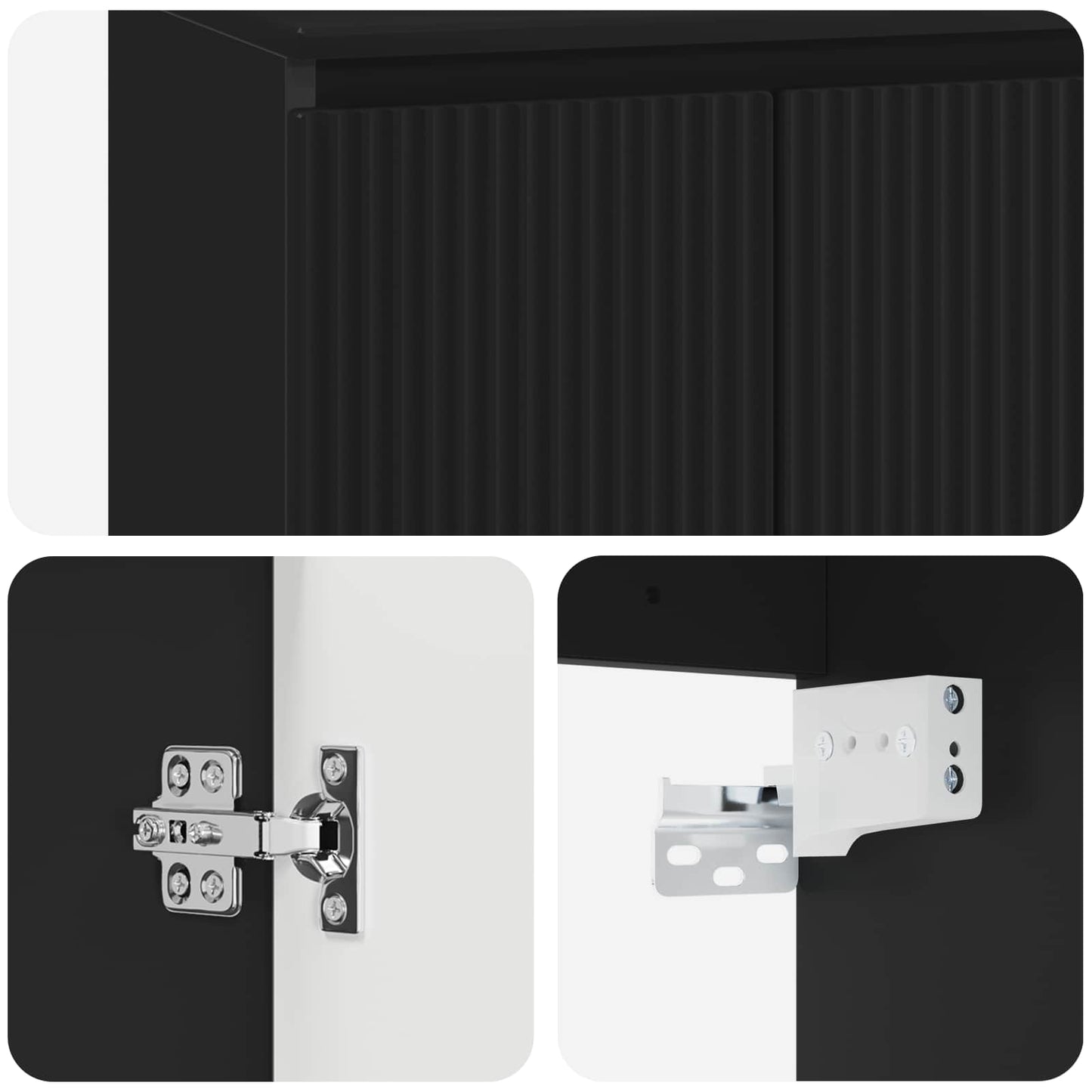 Wall-Mounted Sink Vanity Black 49.5 x 41 x 62.5 cm