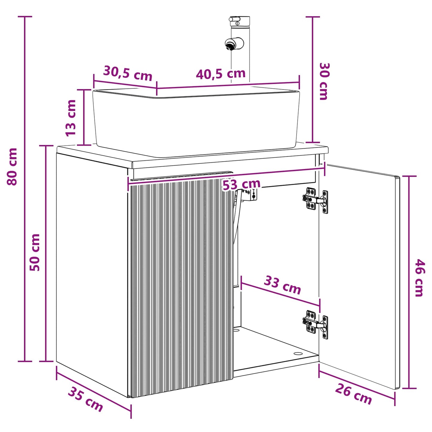 Wall-Mounted Sink Vanity Grey Sonoma 53 x 35 x 63 cm