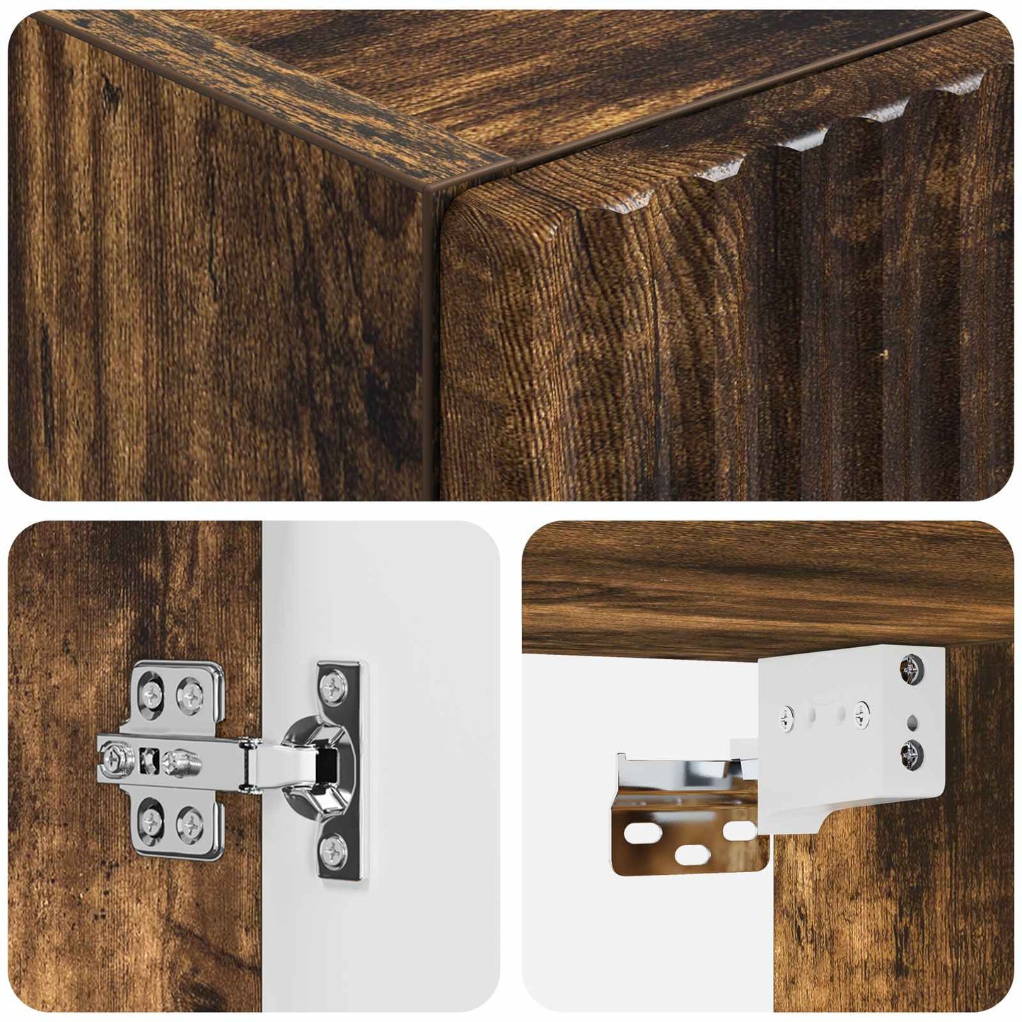 Wall-mounted Bathroom Cabinet Smoked Oak 33 x 34.5 x 160 cm