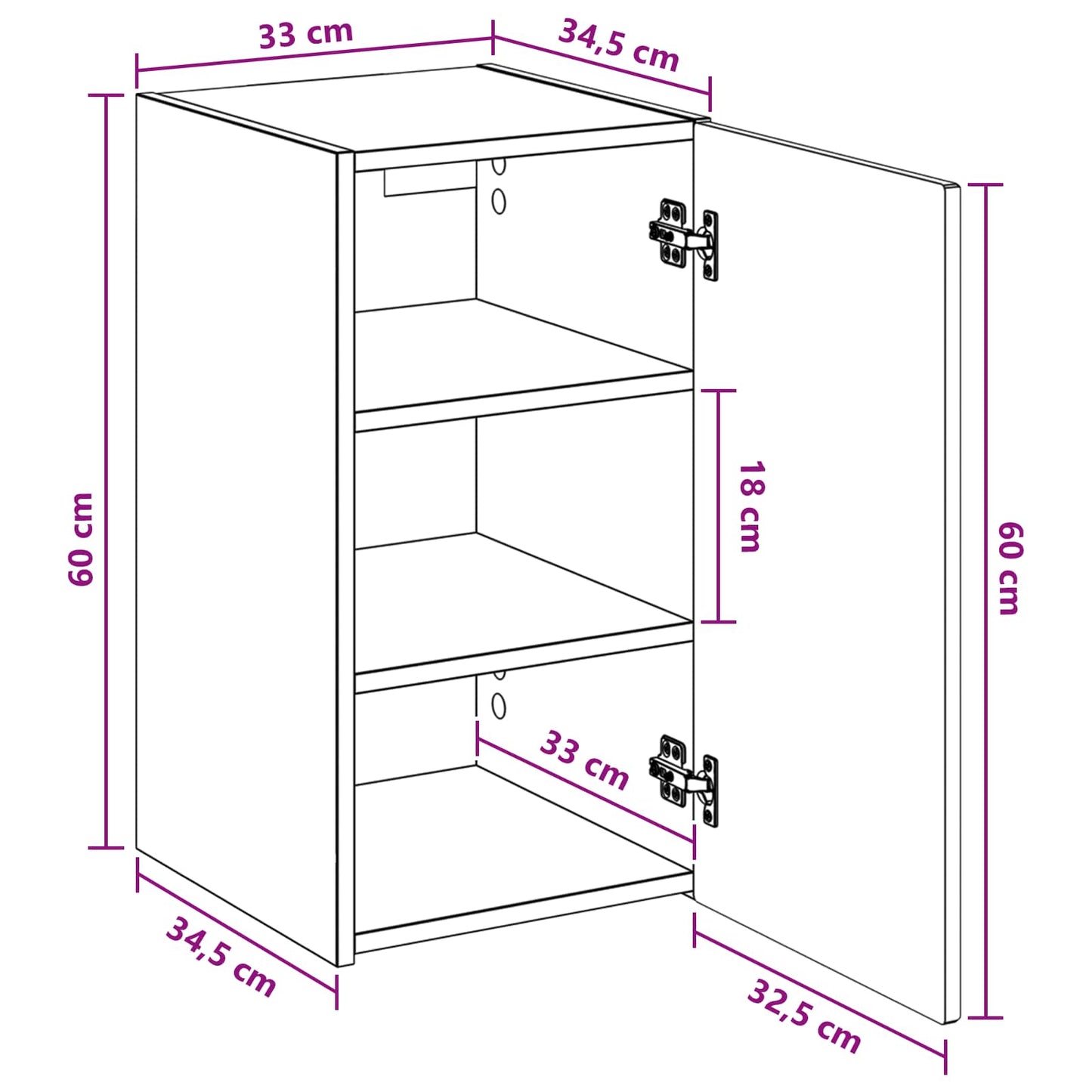 Wall-mounted Bathroom Cabinet White 33 x 34.5 x 60 cm