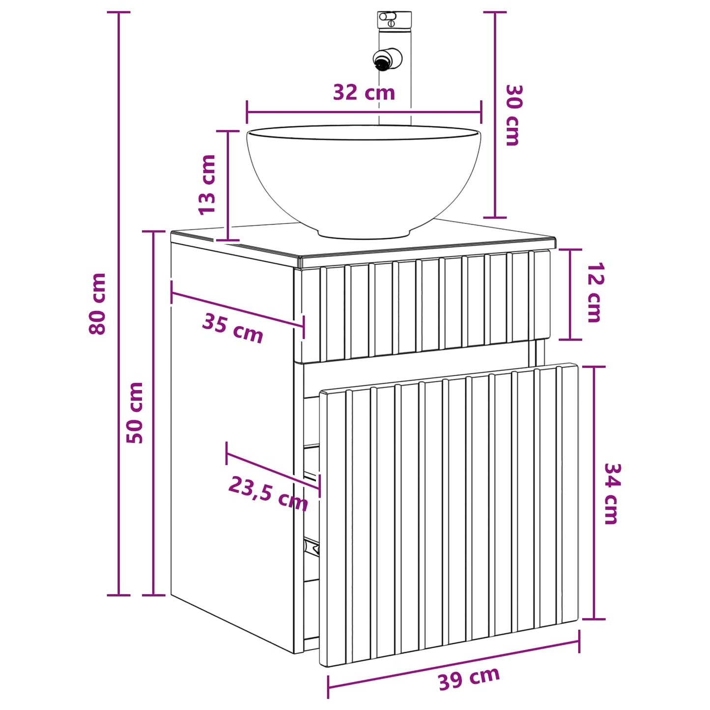Wall-mounted Sink Vanity Sonoma Oak 39 x 35 x 63 cm