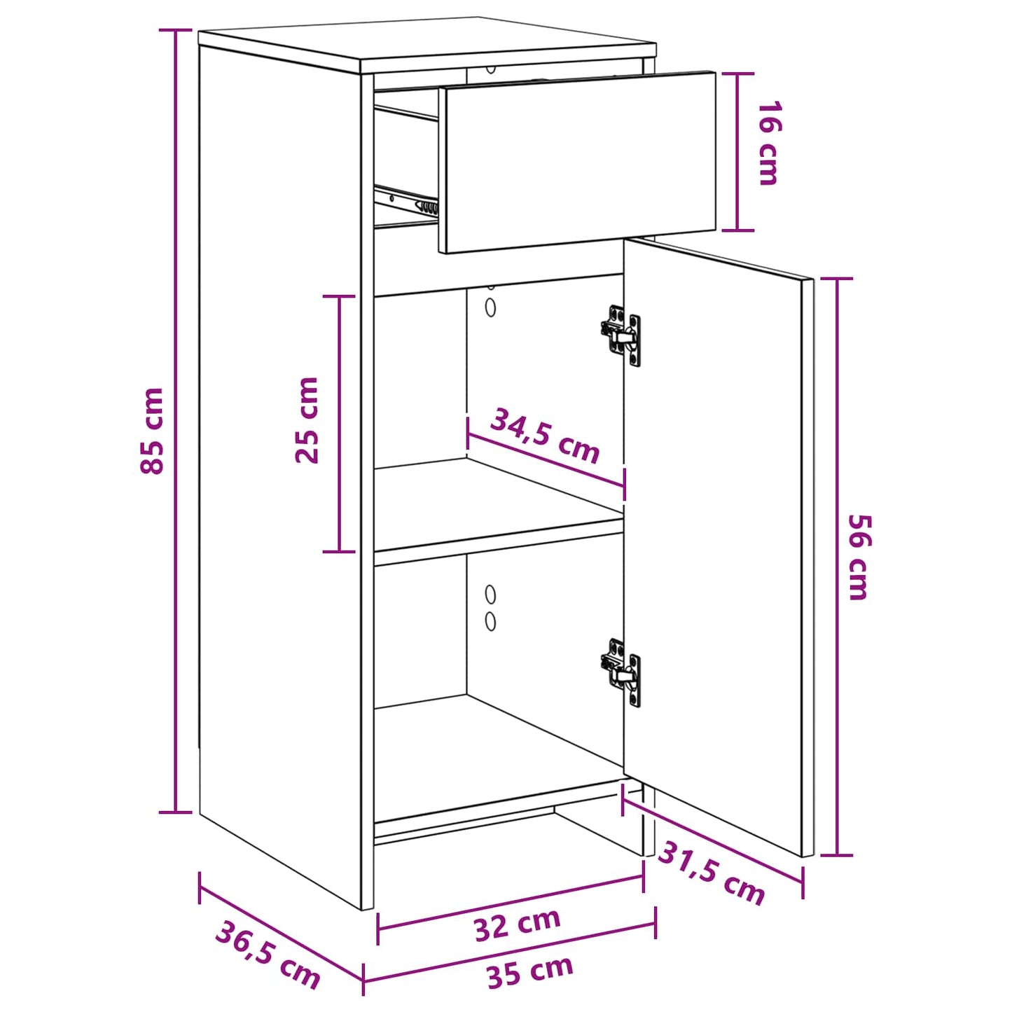 Bathroom Cabinet White 35 x 36.5 x 85 cm Engineered Wood