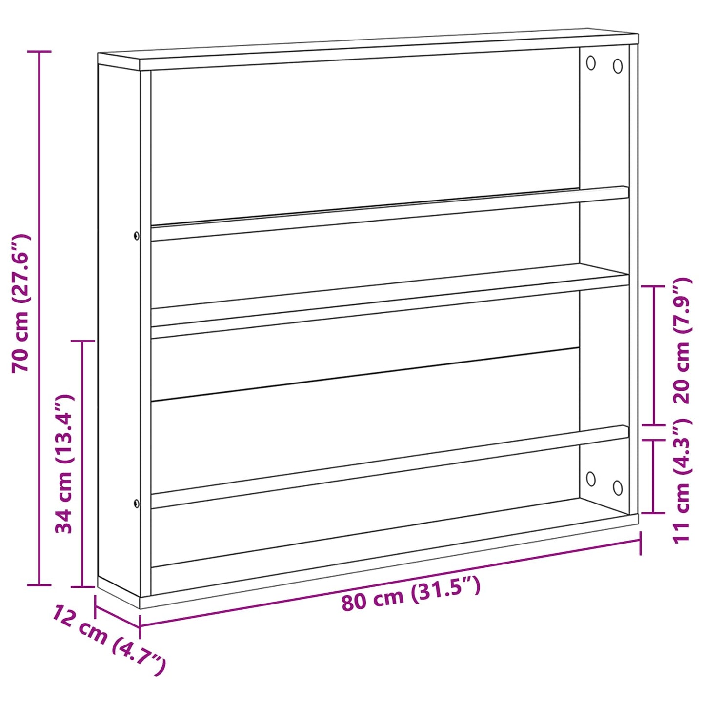 Magazine Rack 2 pcs Grey Sonoma 80 x 12 x 70 cm Engineered Wood