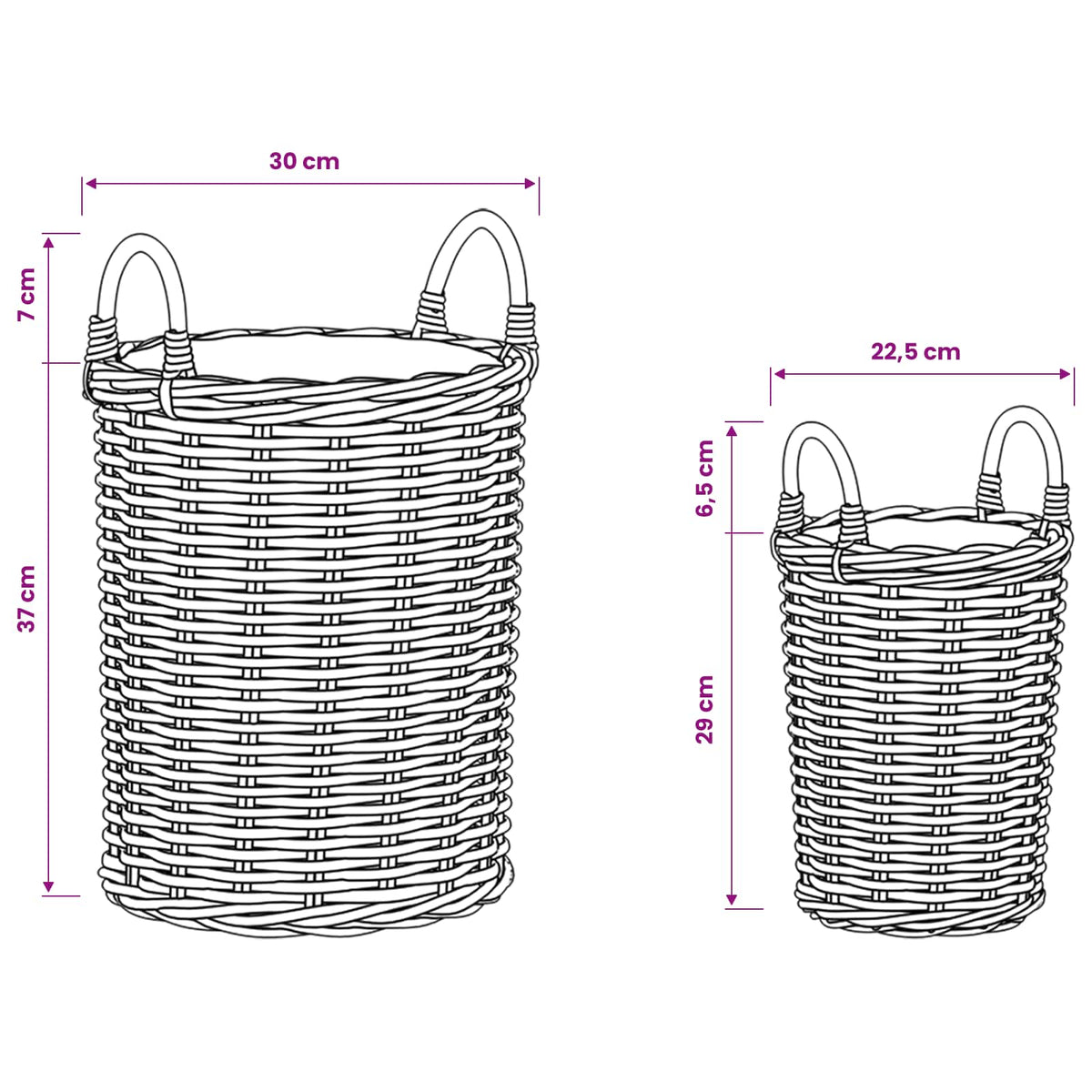 Planter Basket GENDT 2 pcs Natural Grey Kubu Rattan
