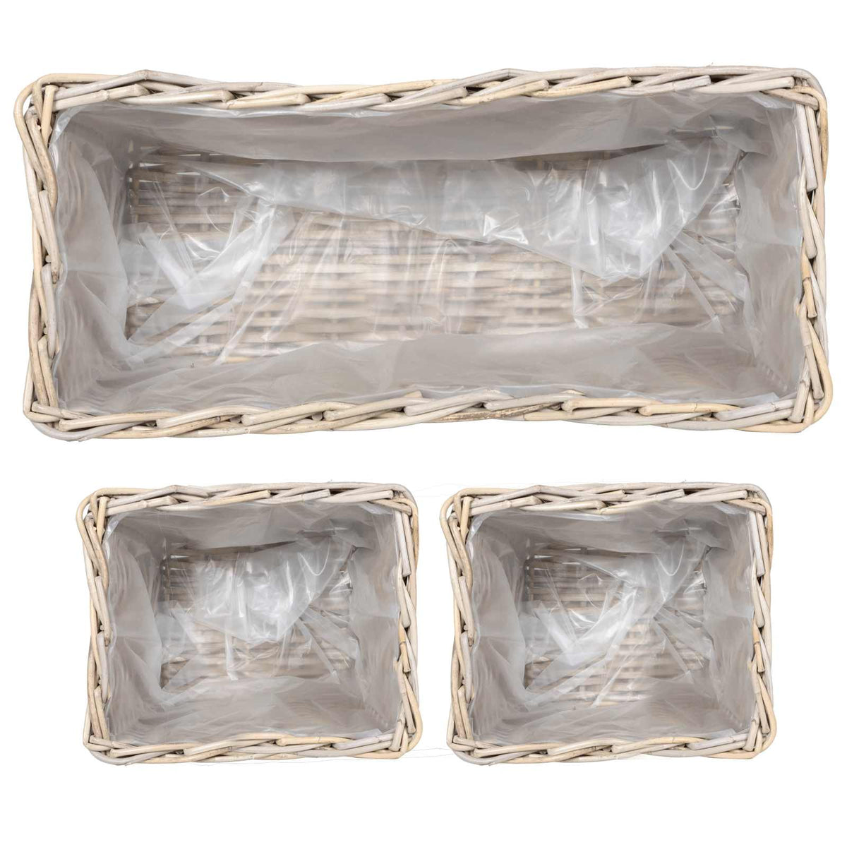 Planter Basket GENDT 3 pcs Natural Grey Kubu Rattan