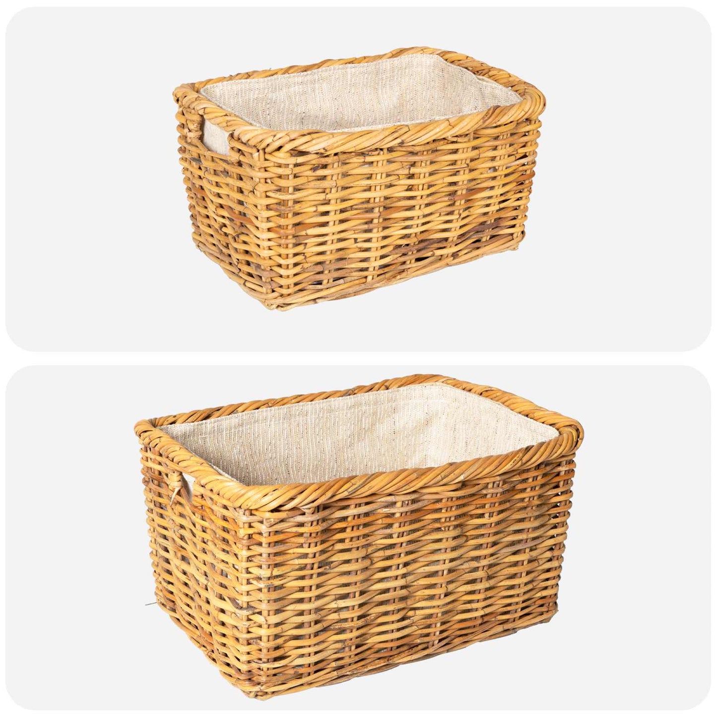 Firewood Basket GENDT 2 pcs Natural Brown Kubu Rattan