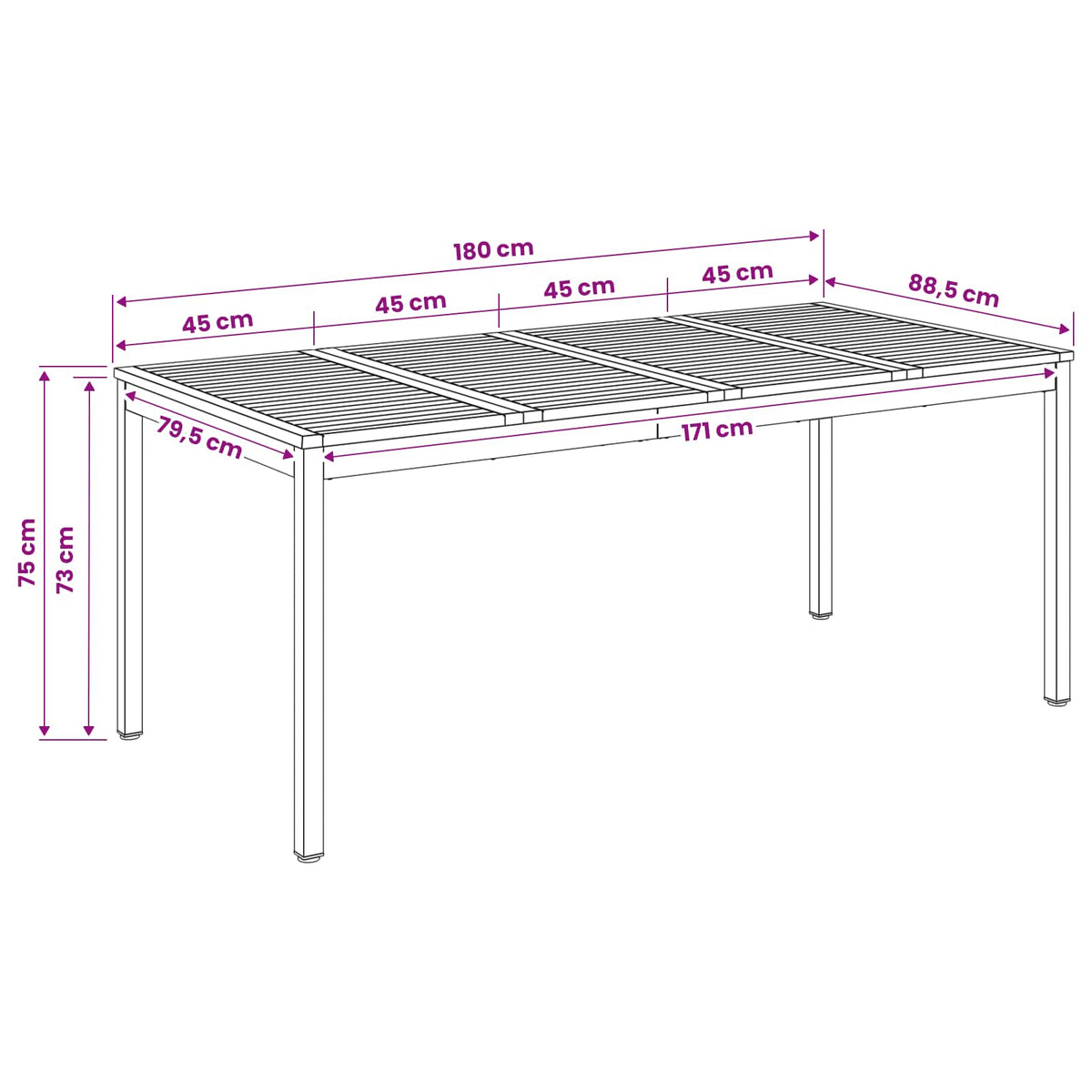 Garden Dinner Table NAARDEN Whitewash and Black