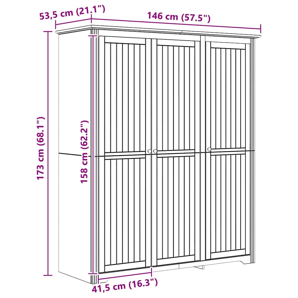 Wardrobe BODO Honey Brown 146 x 53.5 x 173 cm Engineered Wood