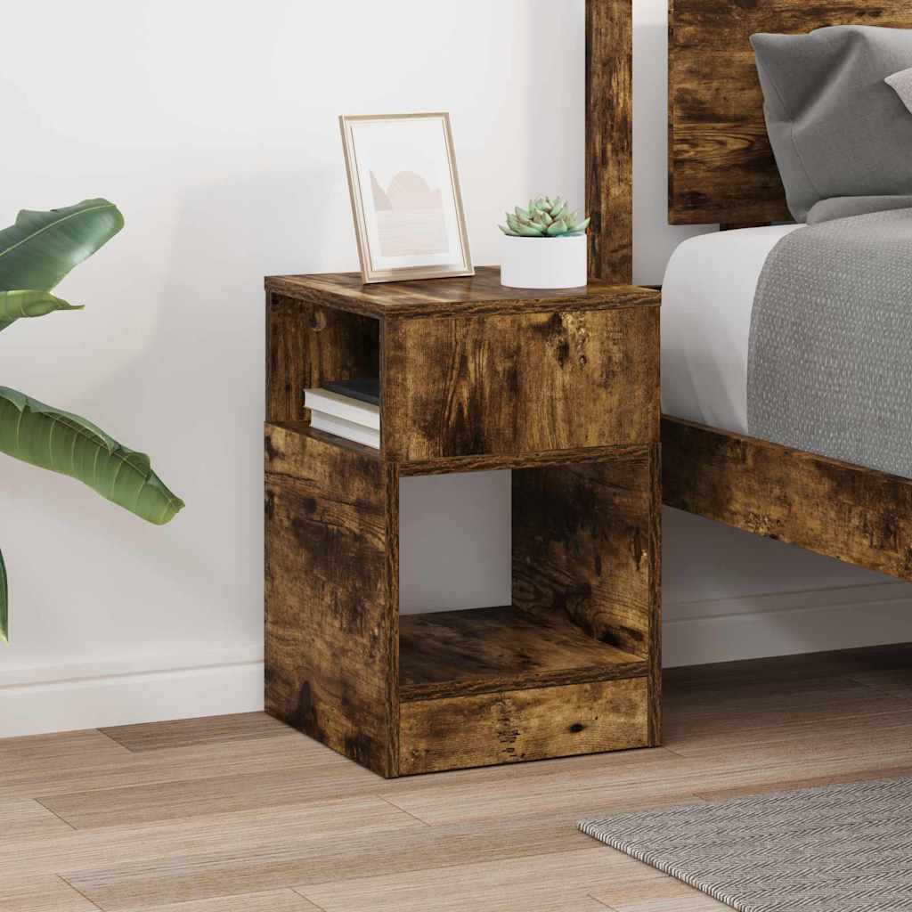 End Table Smoked Oak 30.5 x 30 x 45 cm Engineered Wood