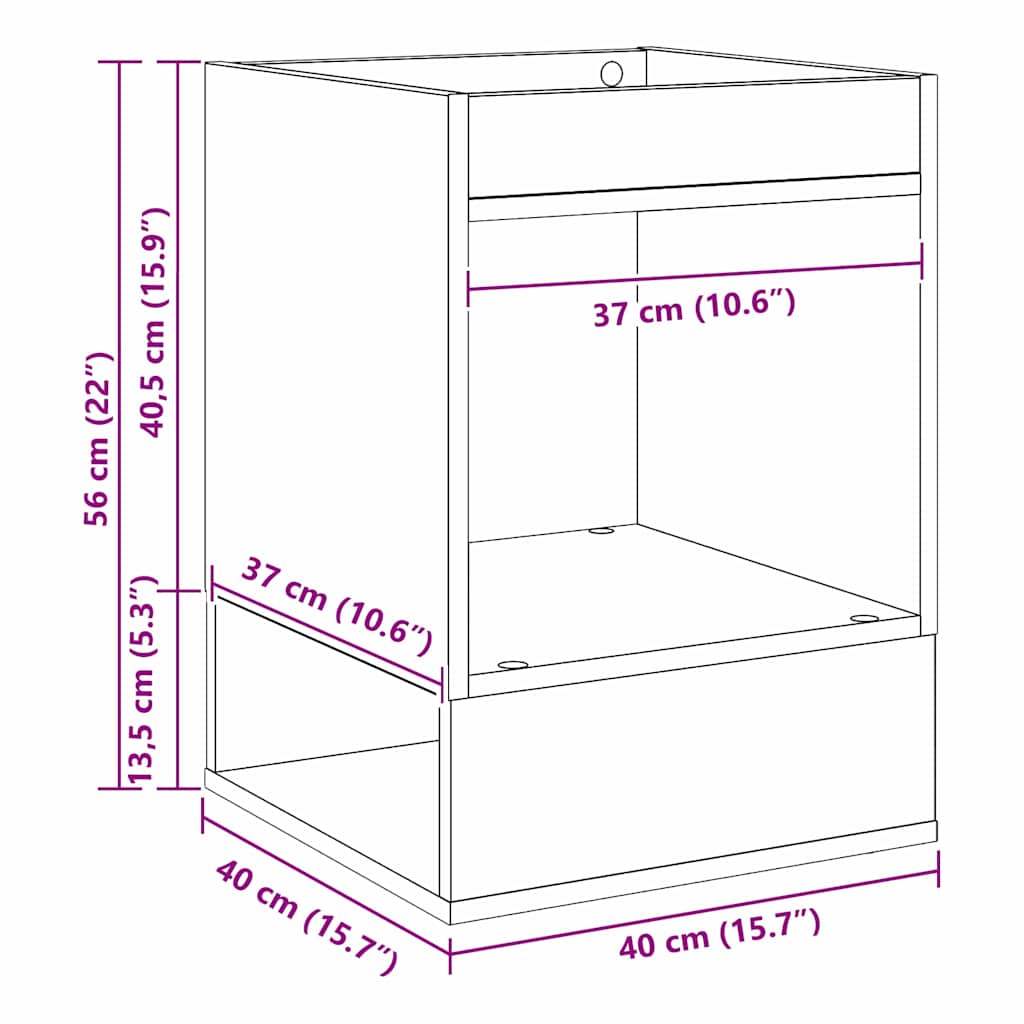 End Table Sonoma Oak 40 x 40 x 56 cm Engineered Wood