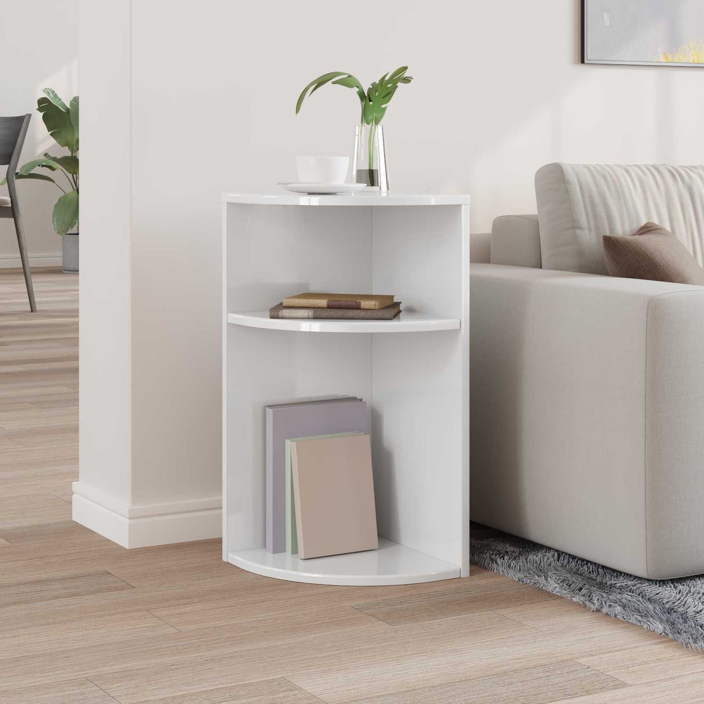 End Table High Gloss White 29.6 x 29.6 x 60 cm Engineered Wood
