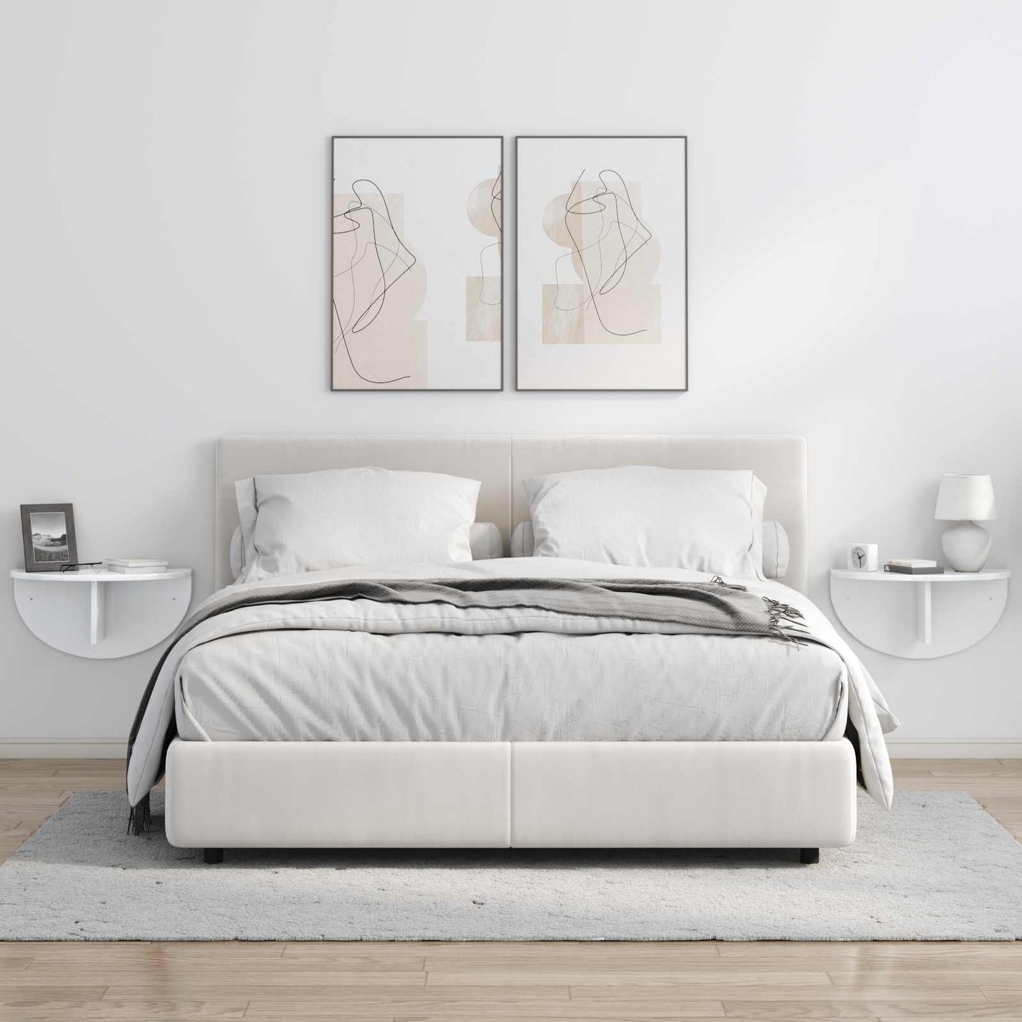 Wall Shelf 2 pcs High Gloss White 48 x 24 x 24 cm