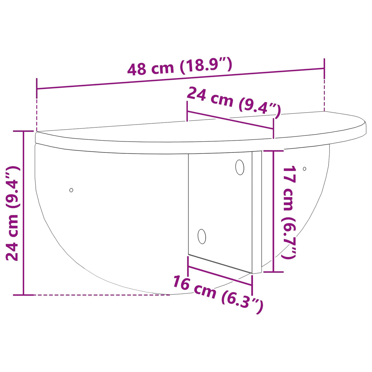 Wall Shelf Grey Sonoma 48 x 24 x 24 cm