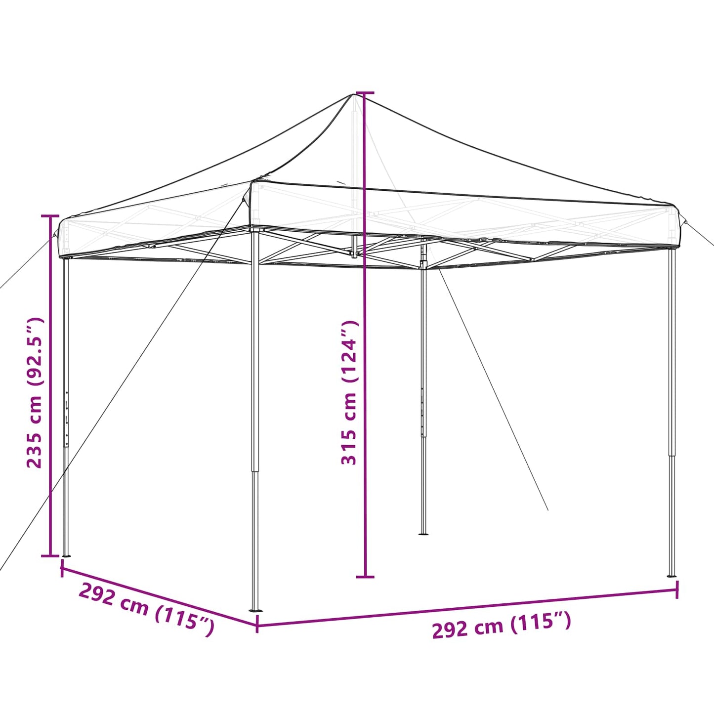 Party Tent 292 x 292 x 315 cm Black Oxford Fabric