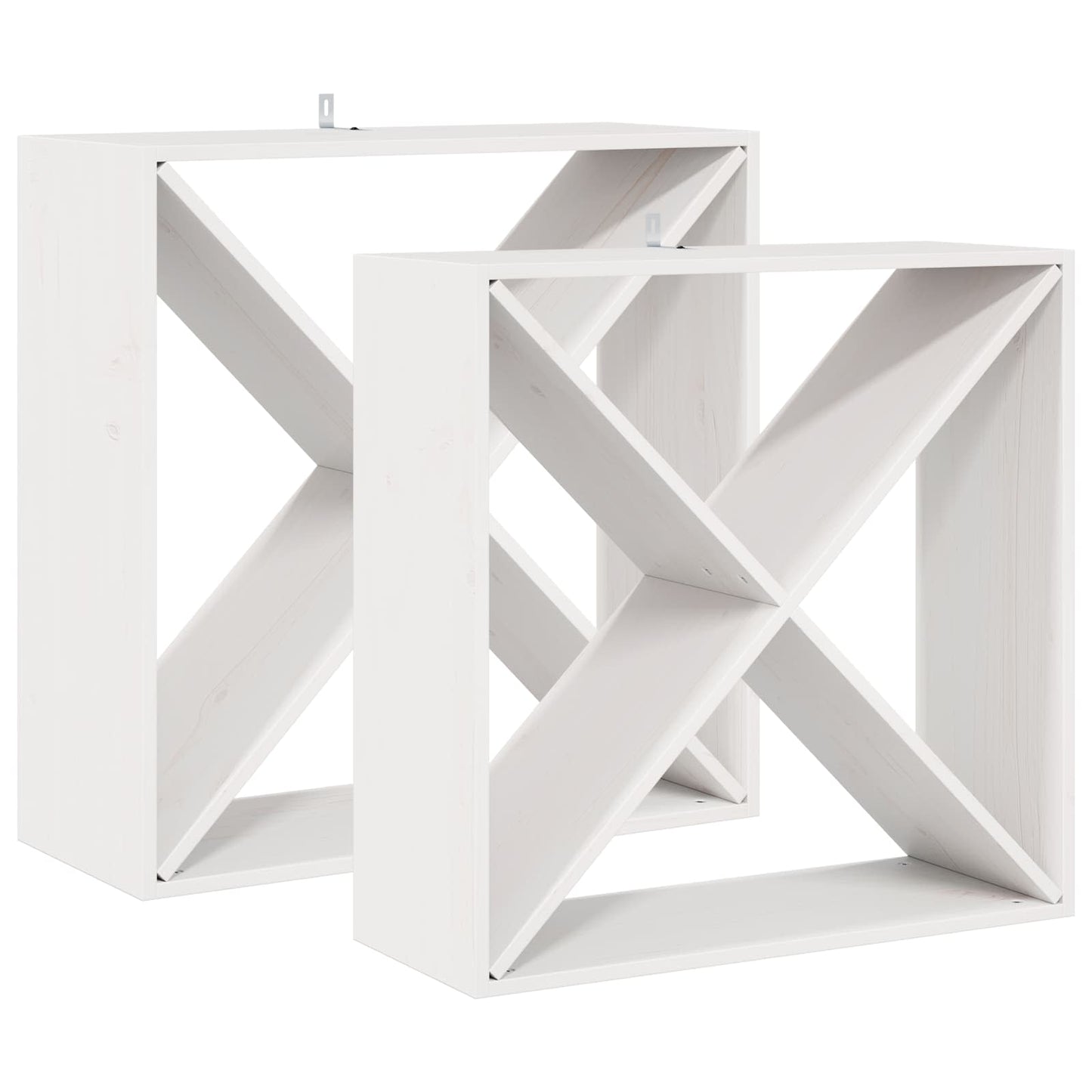 Wine Rack 2 pcs White 62 x 25 x 62 cm Solid Pine Wood