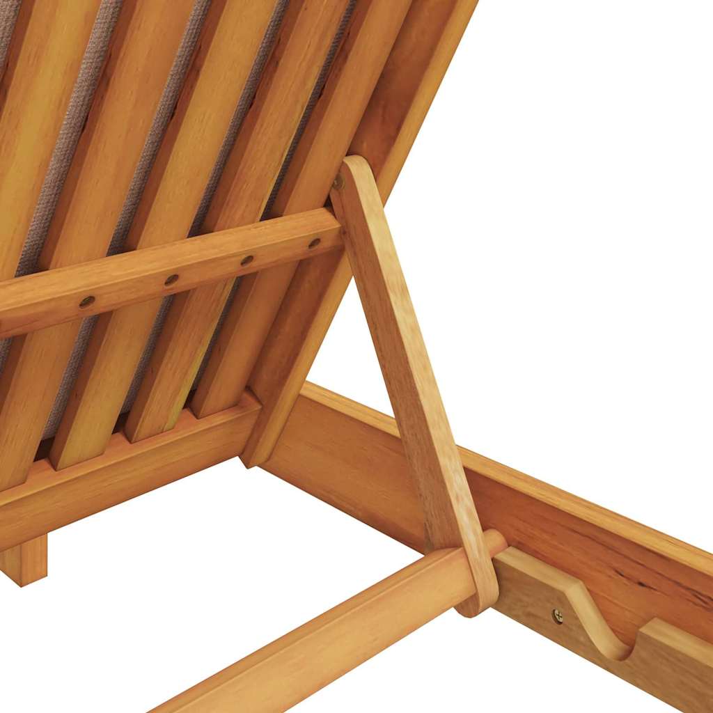 Sun Lounger Reclining with Cushion Beige Solid Acacia Wood