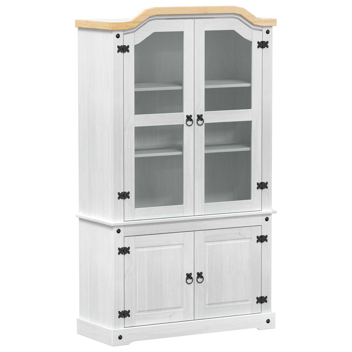 Display Cabinet White 103.5 x 42 x 180 cm Solid Pine Wood