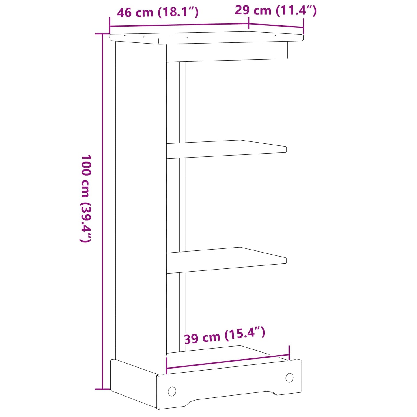 Bookcase 46 x 29 x 100 cm Solid Pine Wood White