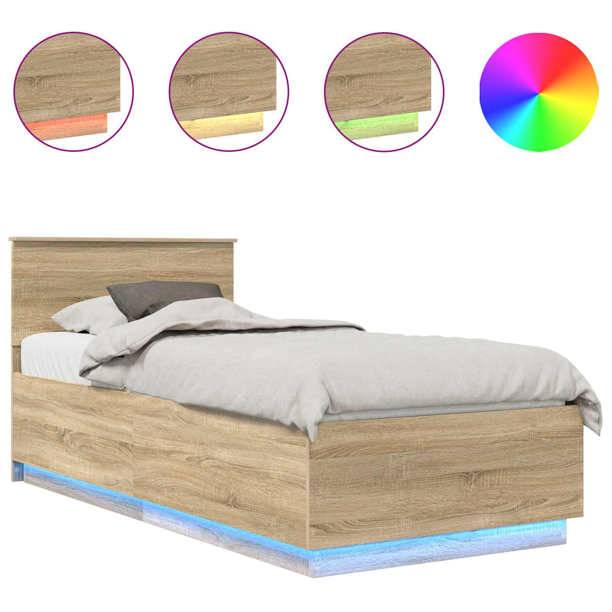 Bed Frame Sonoma Oak 70 x 190 cm Engineered Wood