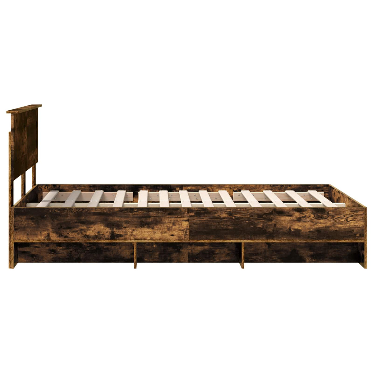 Bed Frame Smoked Oak 135 x 190 cm Engineered Wood