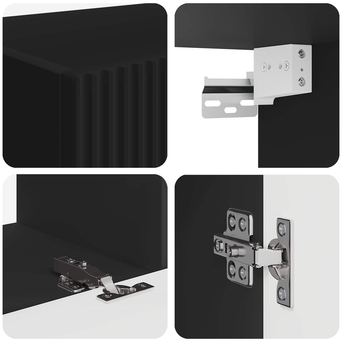 TV Wall Cabinet Set 4 pcs Black Engineered Wood
