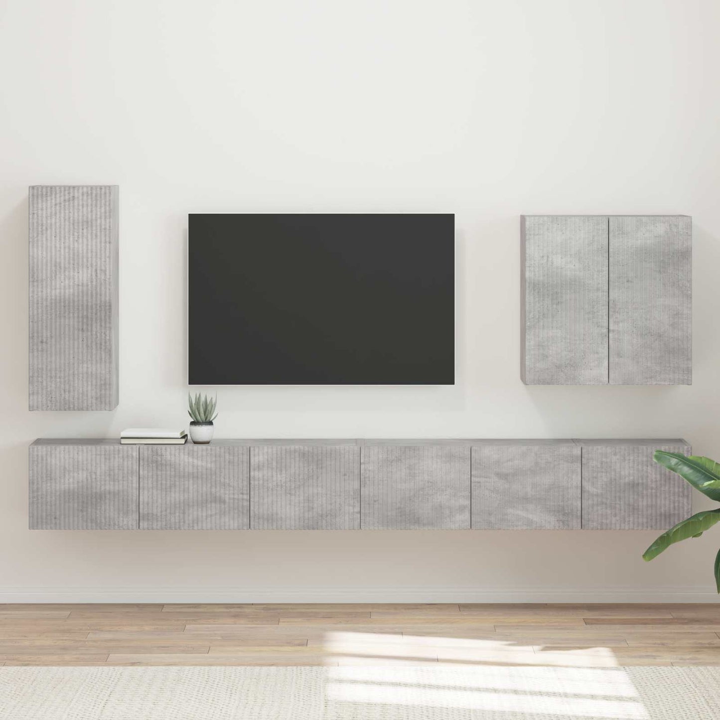 TV Wall Cabinet Set 6 pcs Concrete Grey