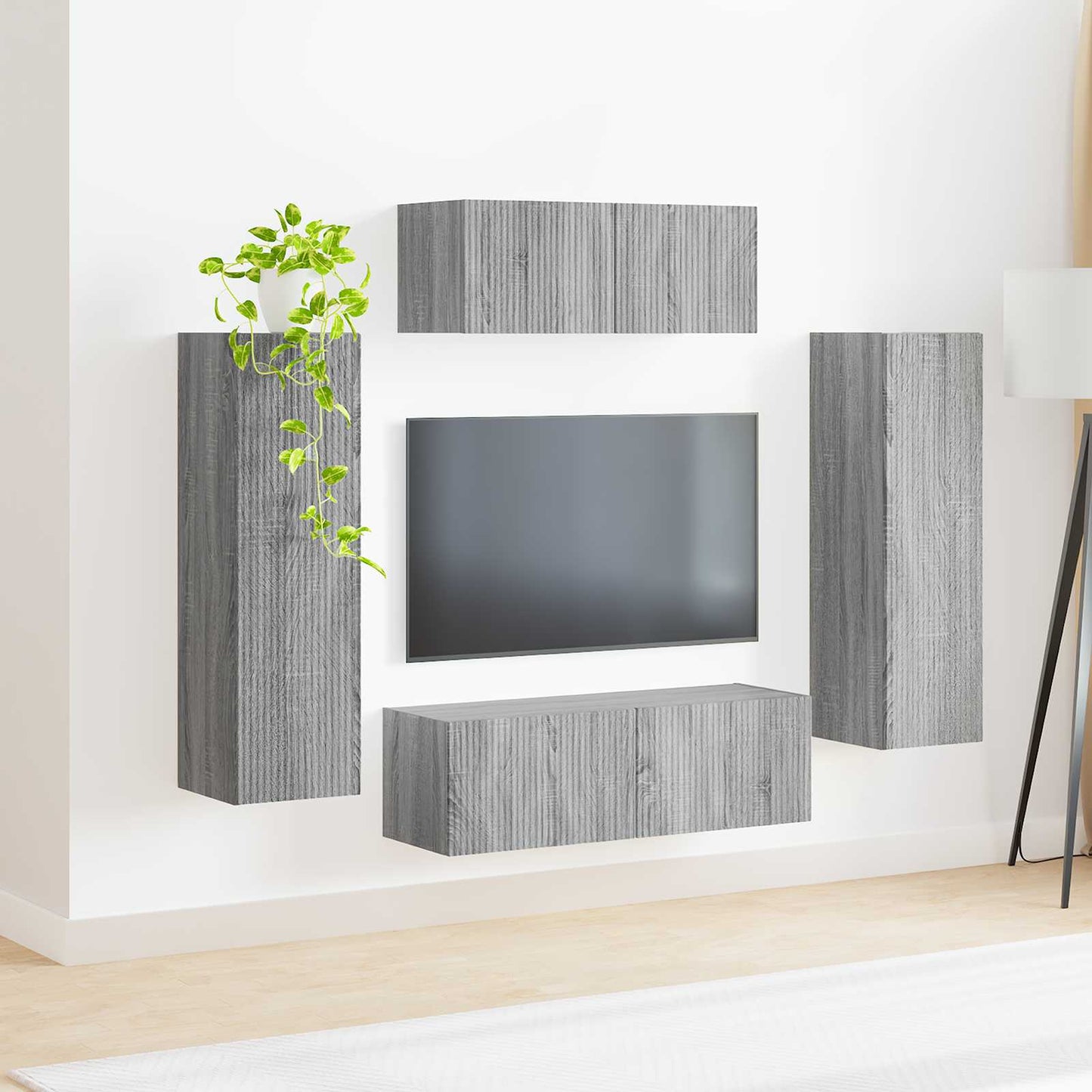 TV Cabinet Set 3 pcs Grey Sonoma Engineered Wood
