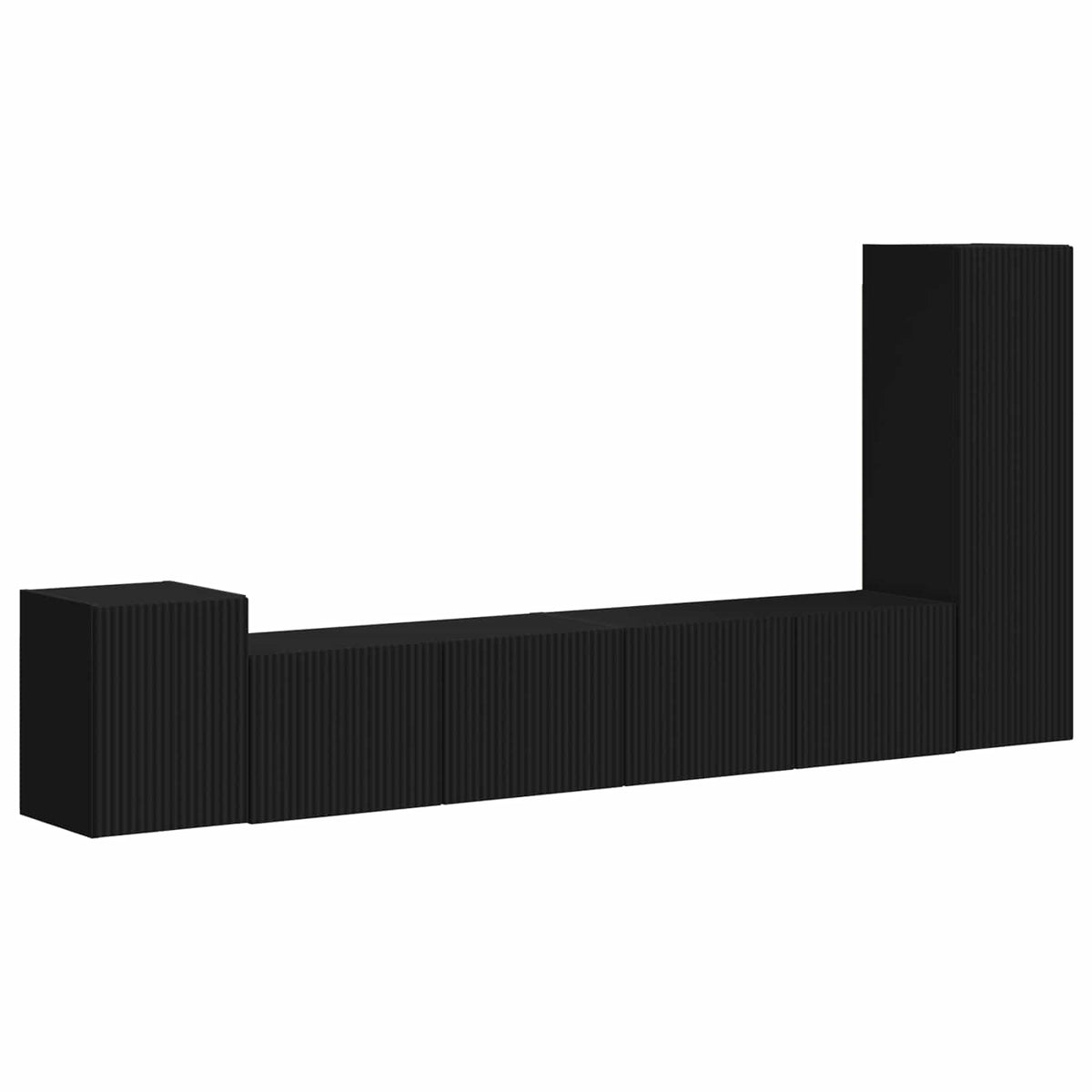 TV Cabinet Set 3 pcs Black Engineered Wood