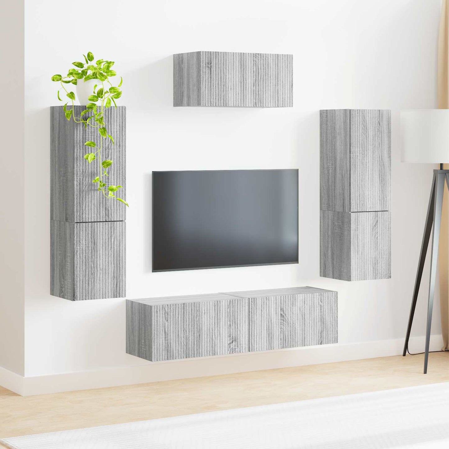 TV Cabinet Set 4 pcs Grey Sonoma Engineered Wood
