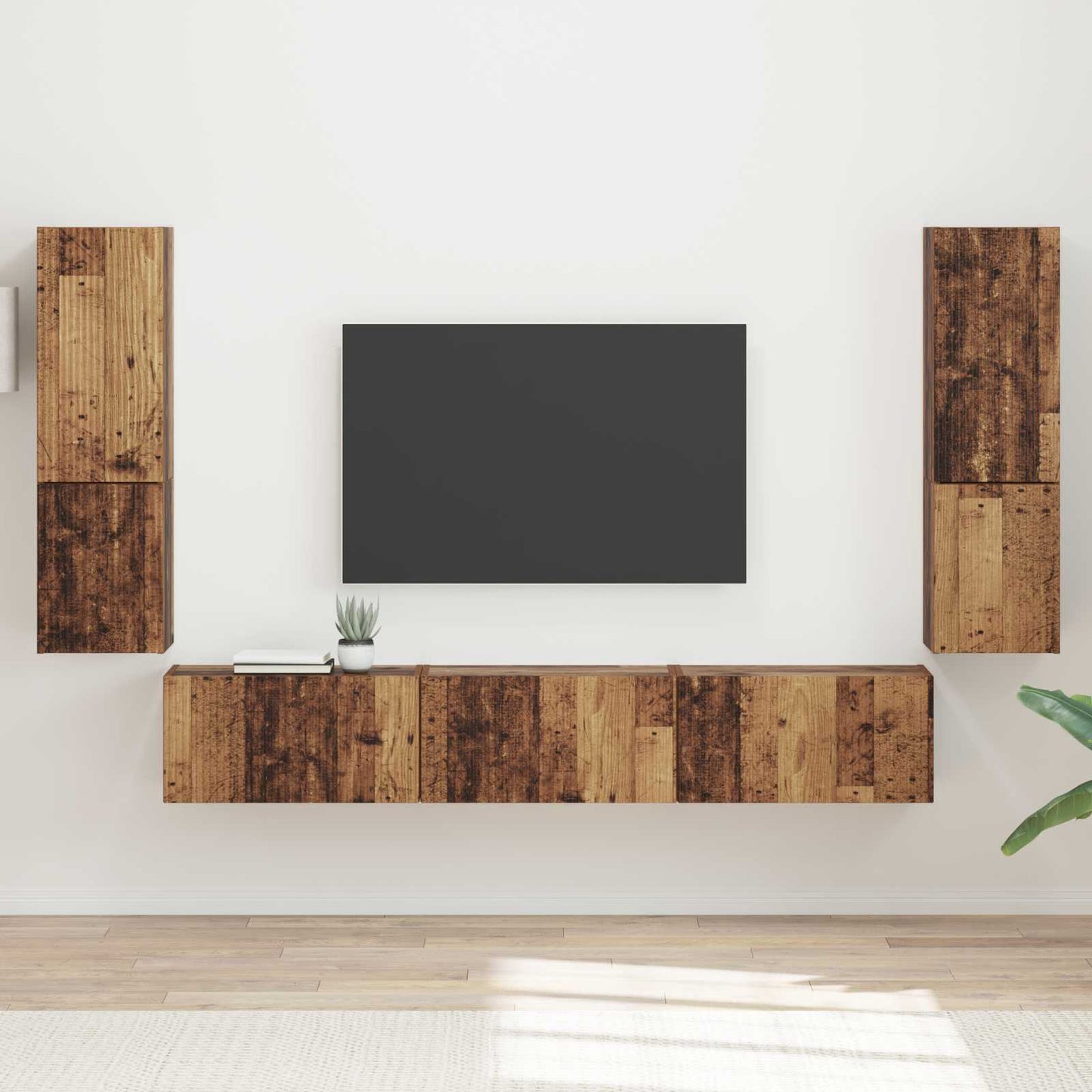 TV Cabinet Set 4 pcs Old Wood Engineered Wood