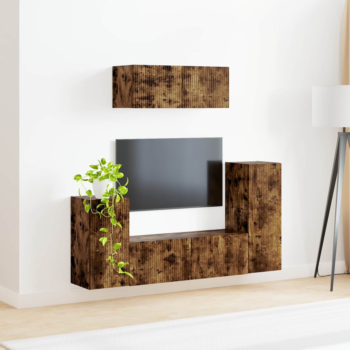 TV Cabinet Set 4 pcs Smoked Oak Engineered Wood