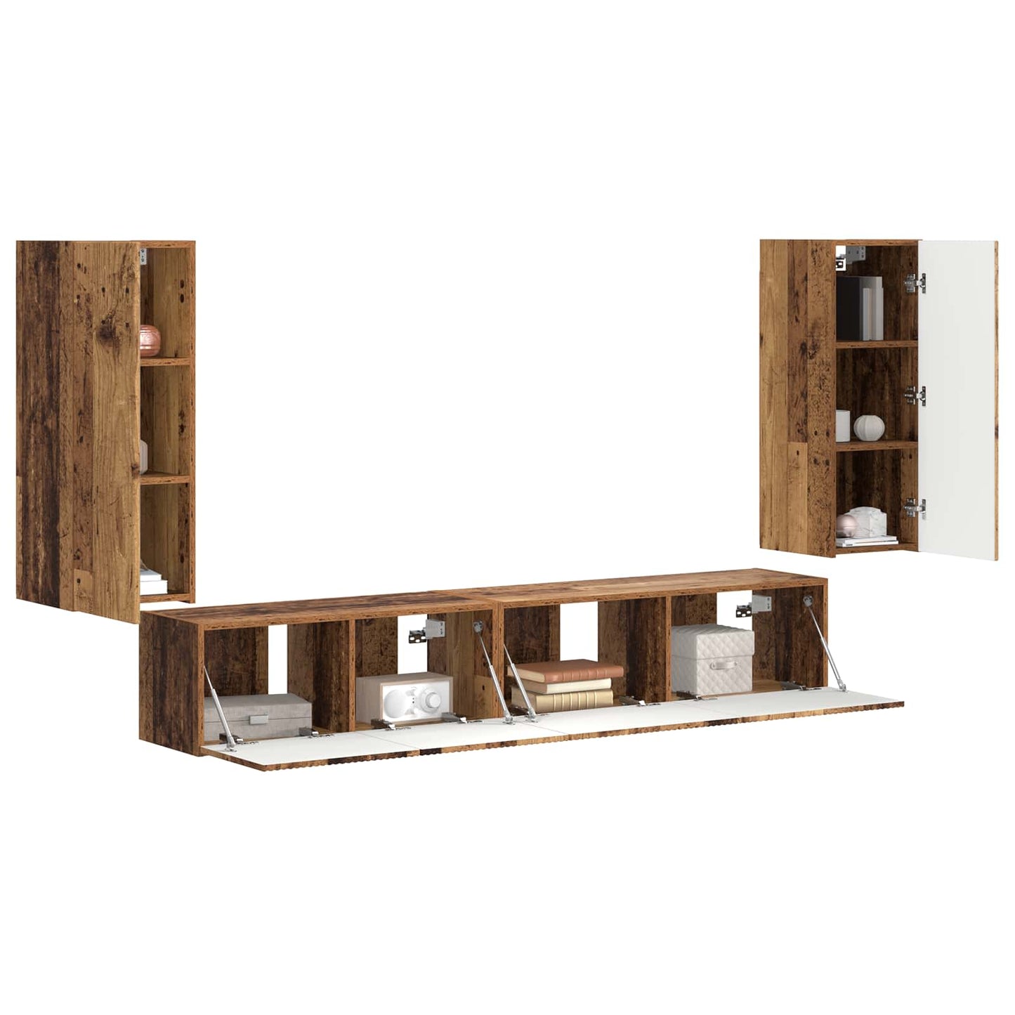 TV Cabinet Set 4 pcs Old Wood Engineered Wood