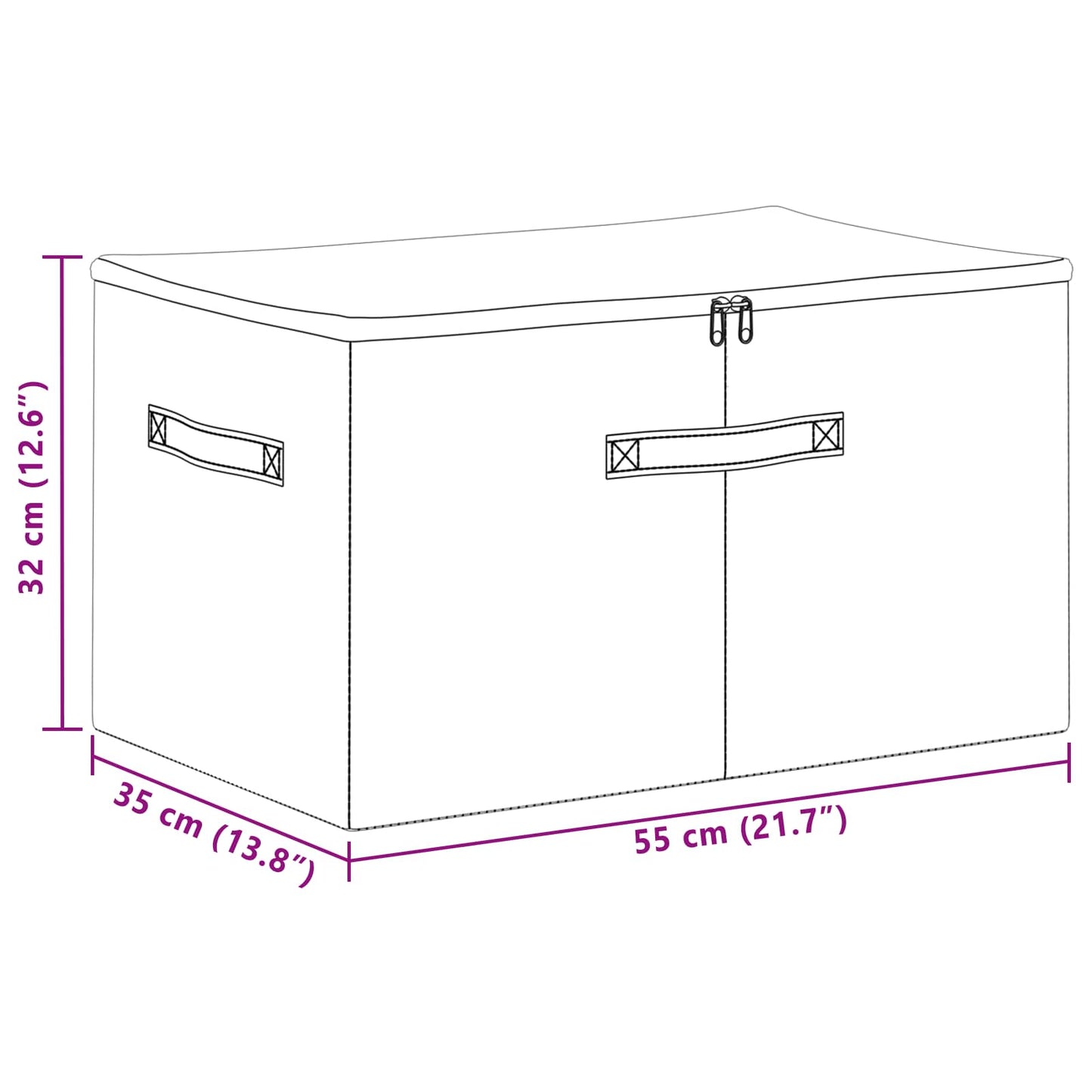 Storage Box Non-woven fabric 55 x 35 x 32 cm 61.6 L Cream