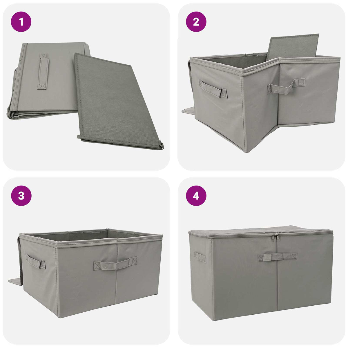 Storage Box 2 pcs Non-woven fabric 60 x 43 x 35 cm 90.3 L Grey