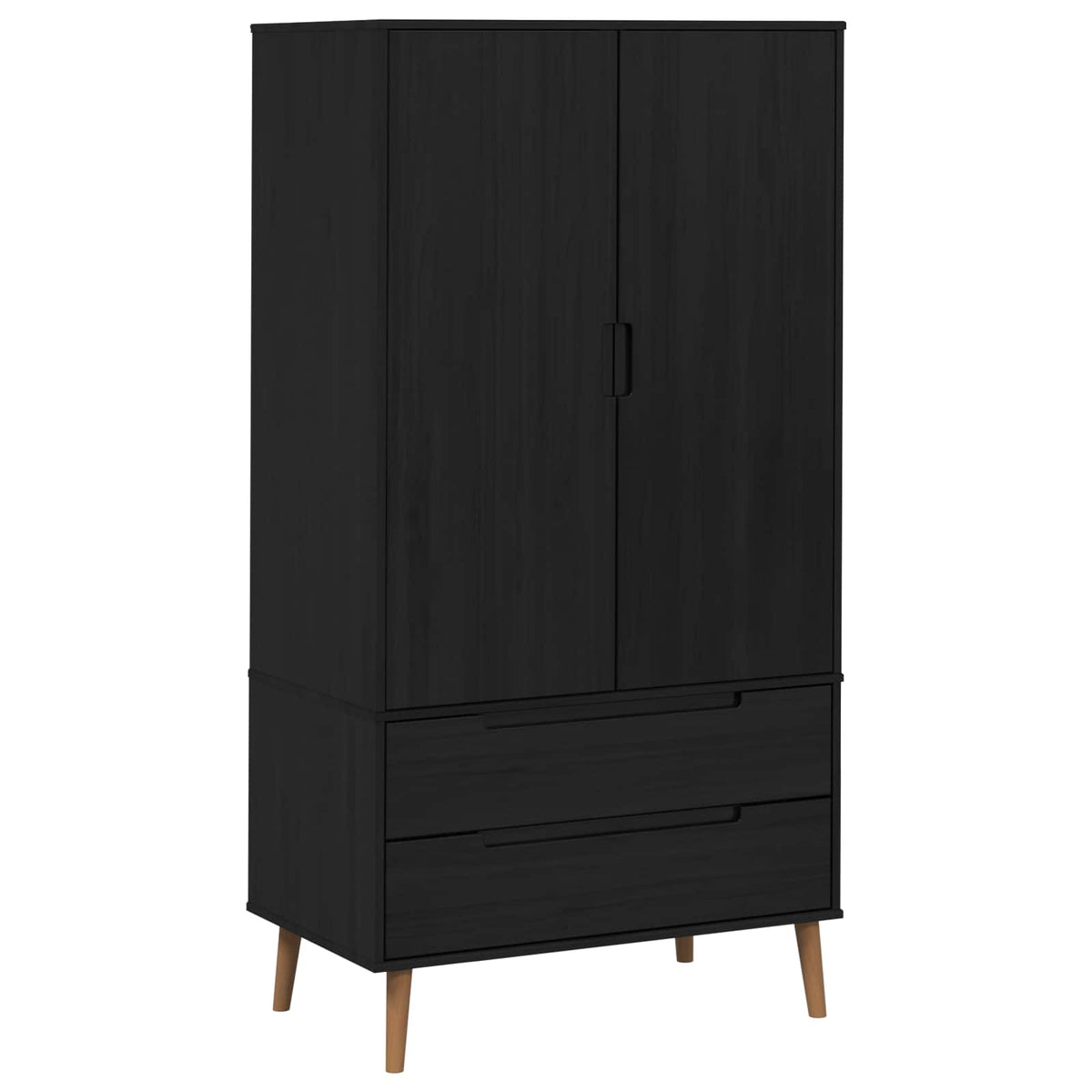 Wardrobe MOLDE Black 90 x 55 x 175 cm Solid Pine Wood