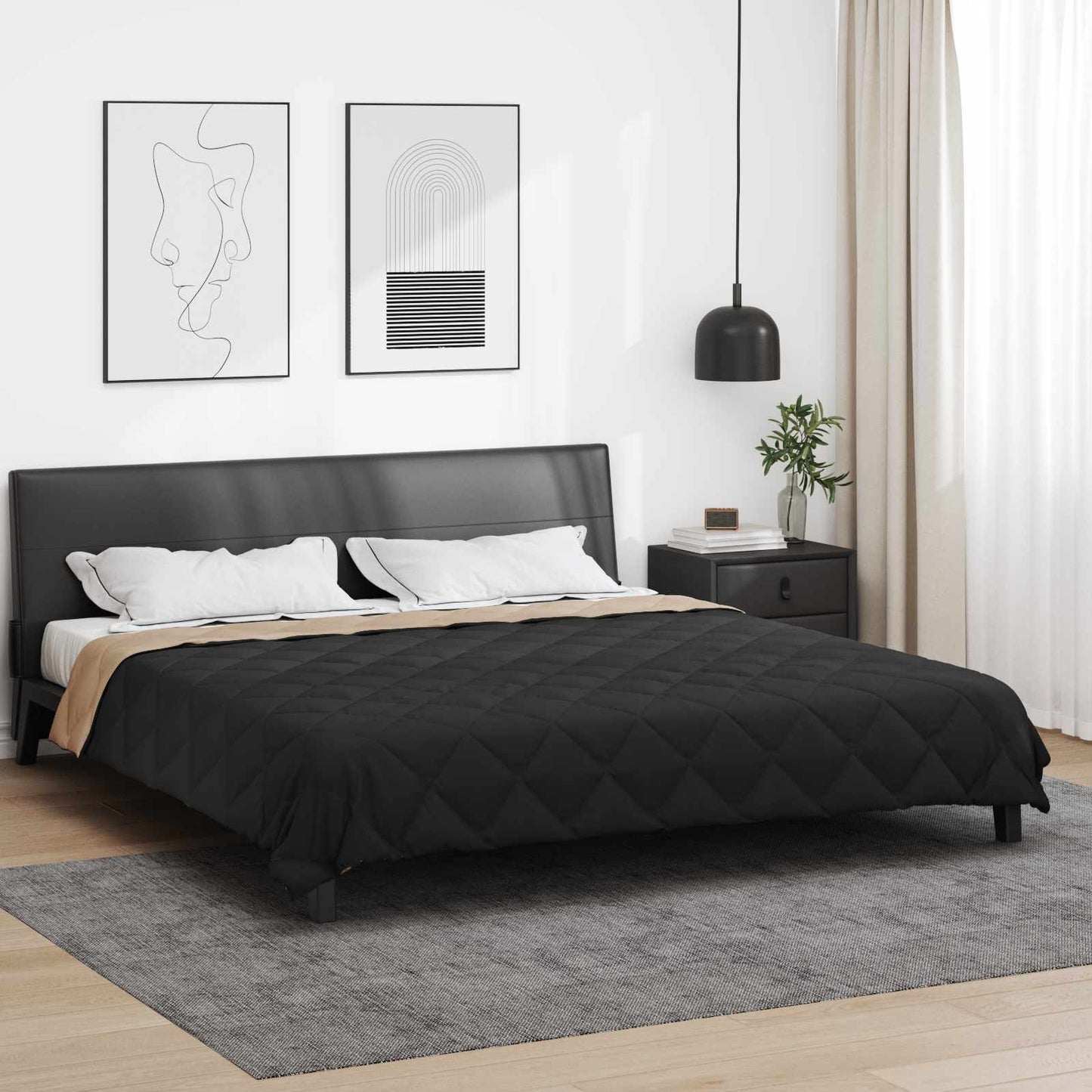 Summer Duvet 240 x 200 cm Summer 200 gsm Black and Taupe