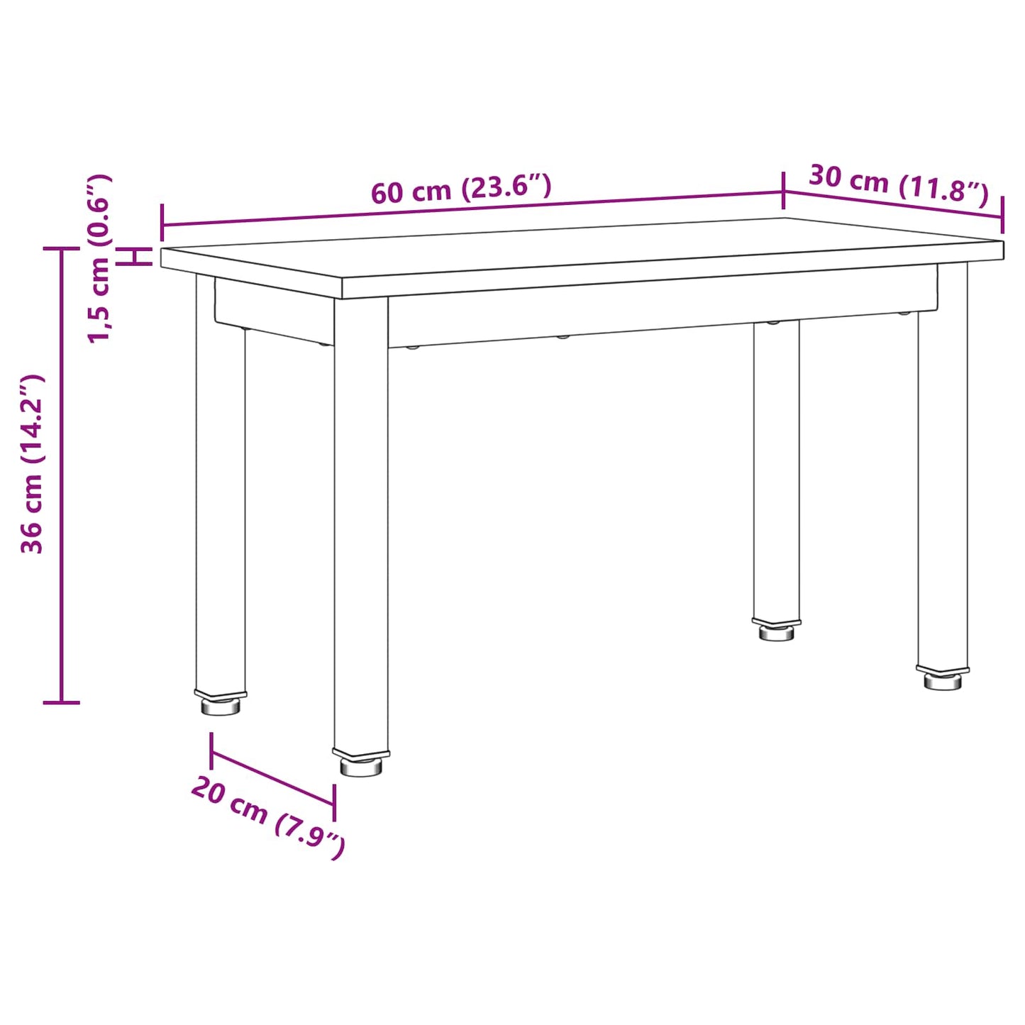 Coffee Table Smoke Oak 60 x 30 x 36 cm Engineered Wood
