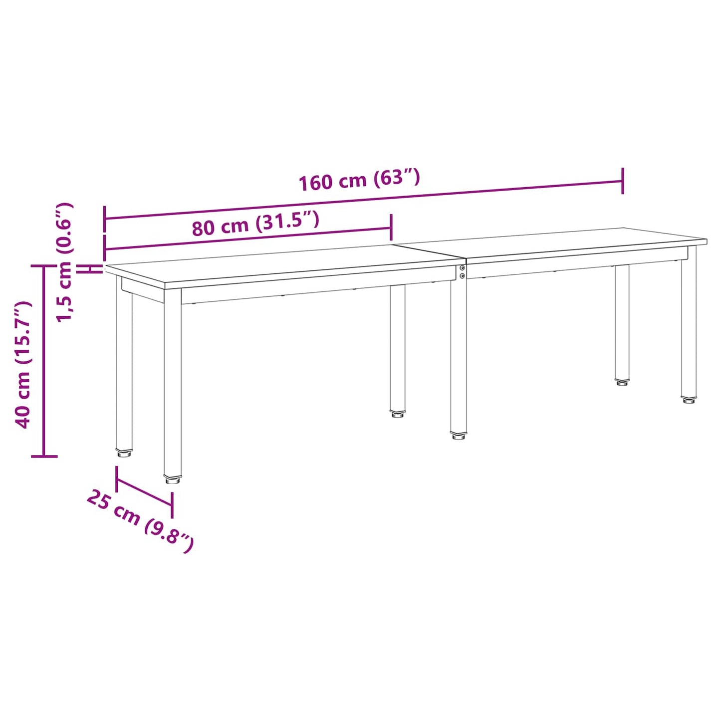 Bench Sonoma 160 x 35 x 45 cm Engineered Wood