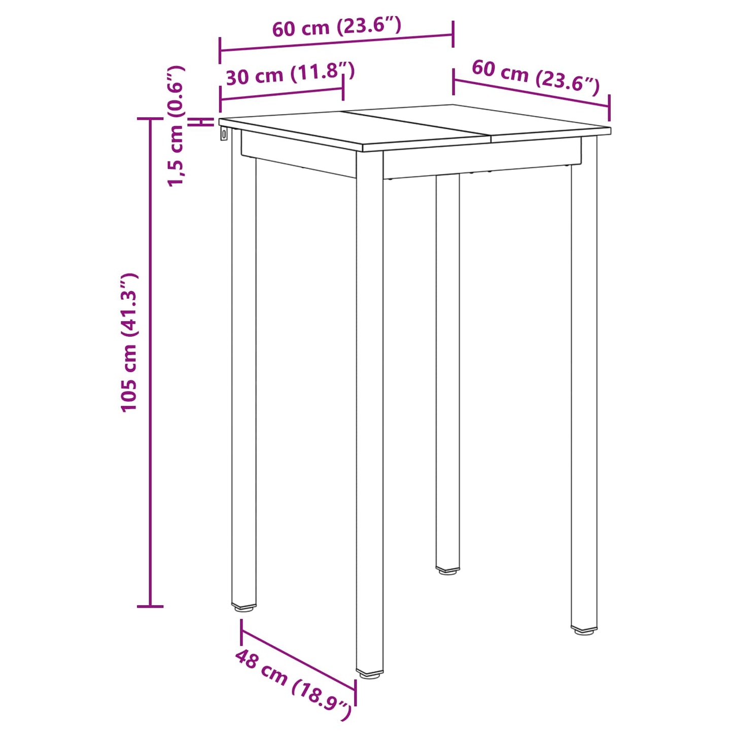 Standing Bar Table Engineered Wood Square