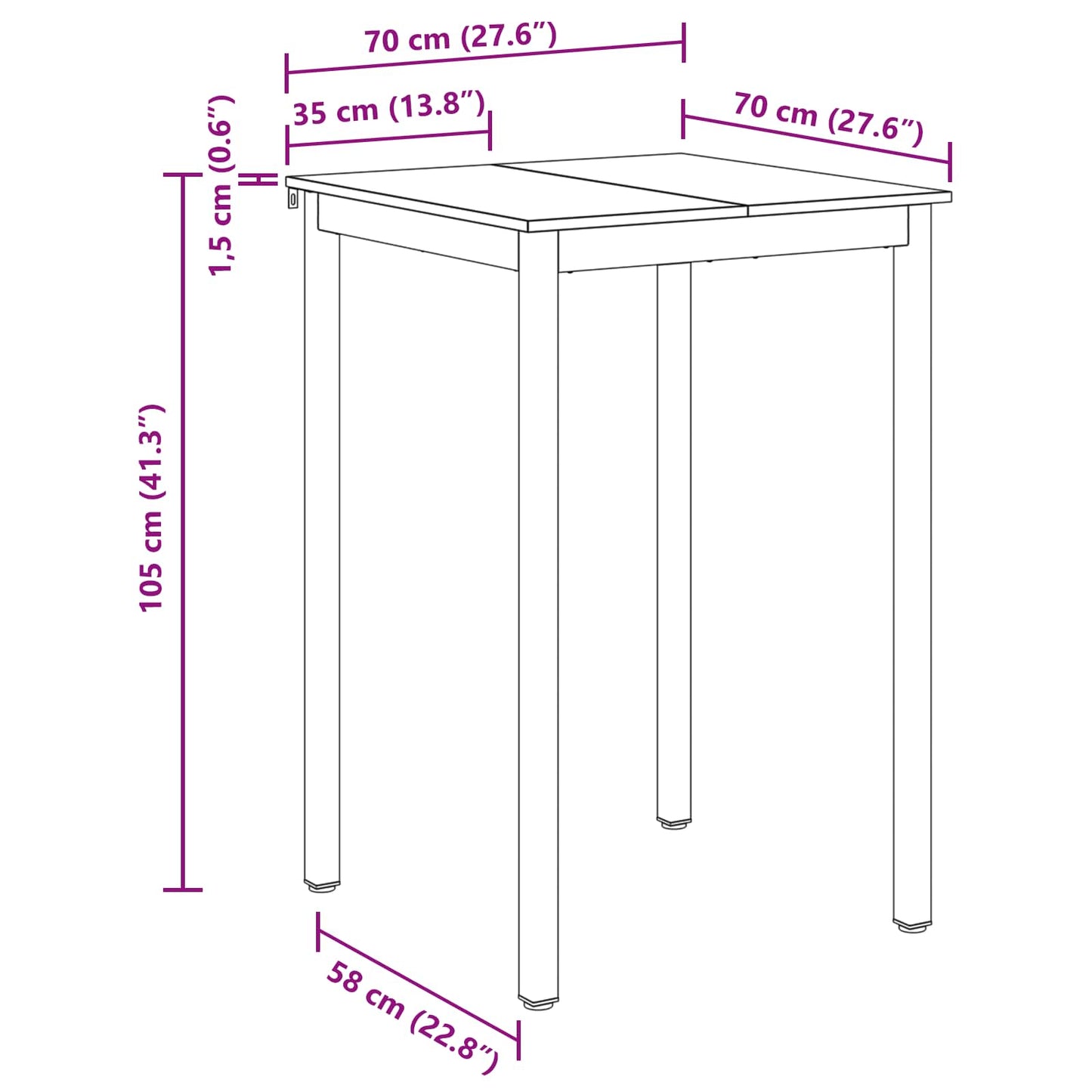 Standing Bar Table Engineered Wood Square