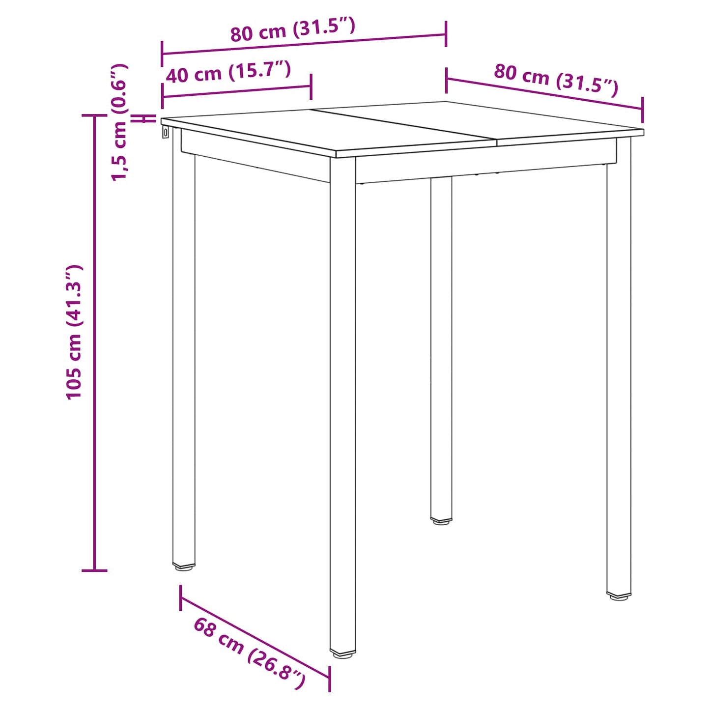 Standing Bar Table Engineered Wood Square