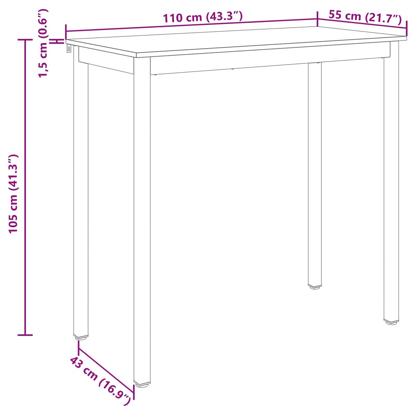 Standing Bar Table Engineered Wood Rectangular